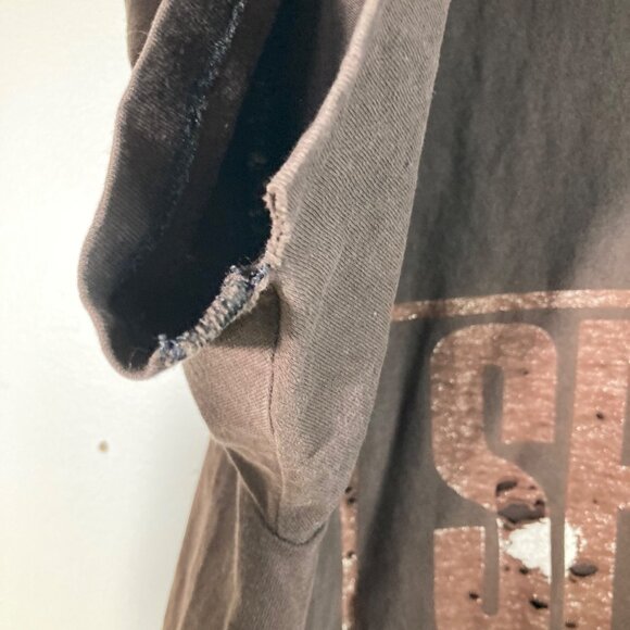 80s Surf Fetish Tee Shirt Grunge Distressed Brown OS Cotton Flaw - Picture 6 of 10
